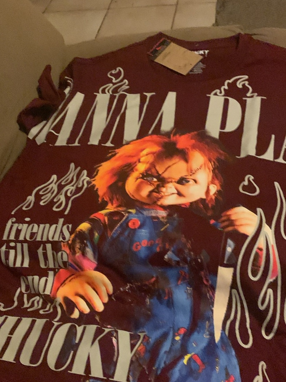 Universal Maroon Chucky Graphic Short Sleeve Tee